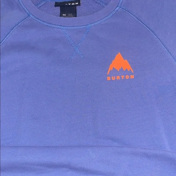 Burton Men's Crewneck Sweater in Blue with Orange Logo - Picture 1 of 4